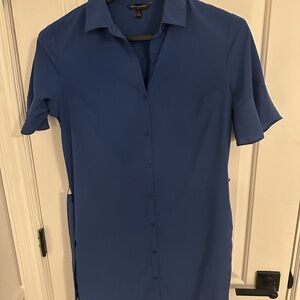 Blue Button-Up Shirt Dress